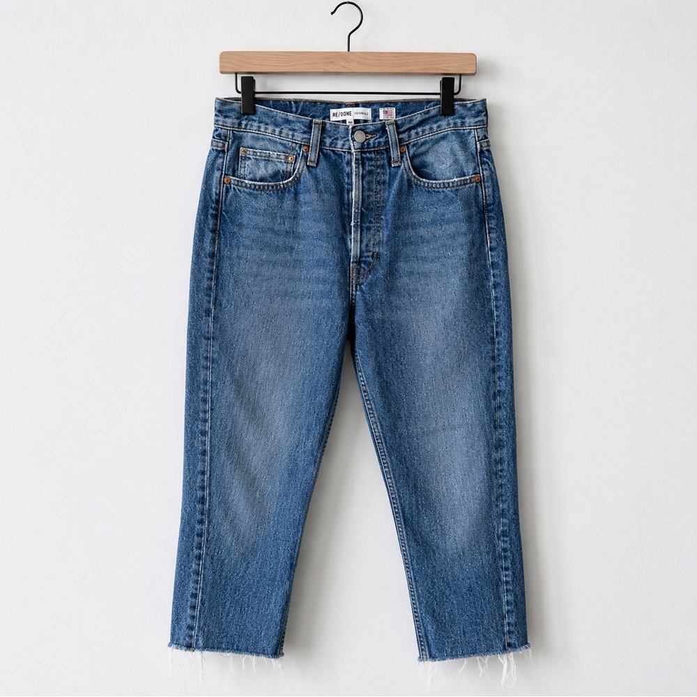RE/DONE Originals High Rise Rigid Crop Jeans in Medium Wash